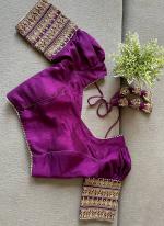 Vichitra Silk Magenta Festival Wear Embroidery Work Readymade Blouse